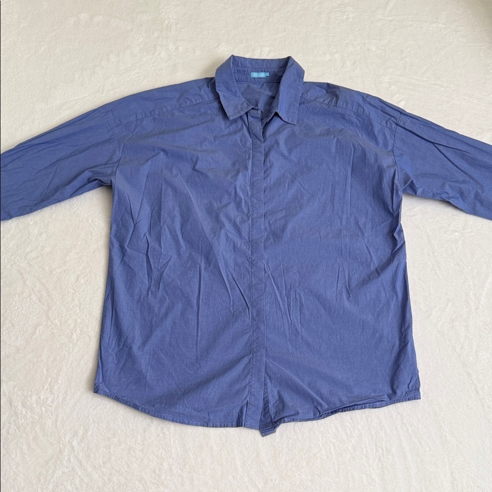 J. McLaughlin Blue Button-Down Shirt with Teal Label